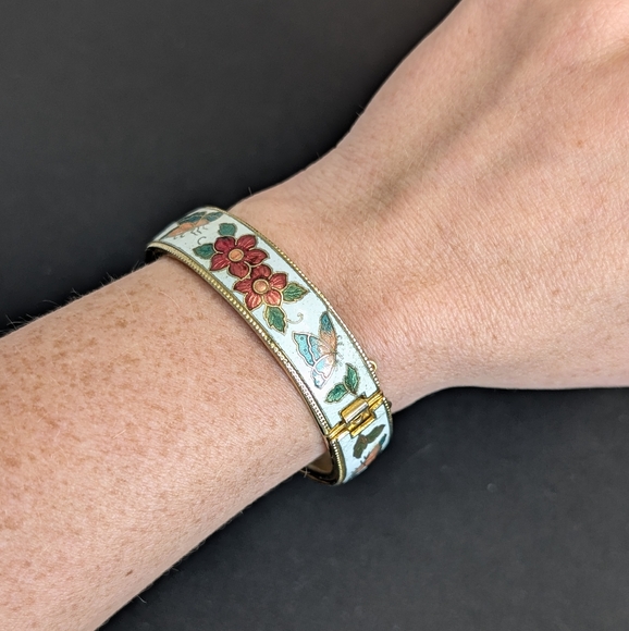 Vintage Cloisonne Hinged Bangle - Picture 14 of 14
